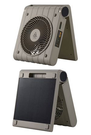 SOTOMOシリーズ第1弾<BR>太陽光でもUSBでも充電できるソーラーパワーファン